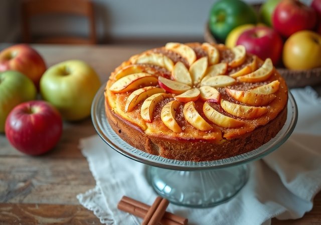 Traditioneller Apfelkuchen mit Äpfeln vom Bauernhof