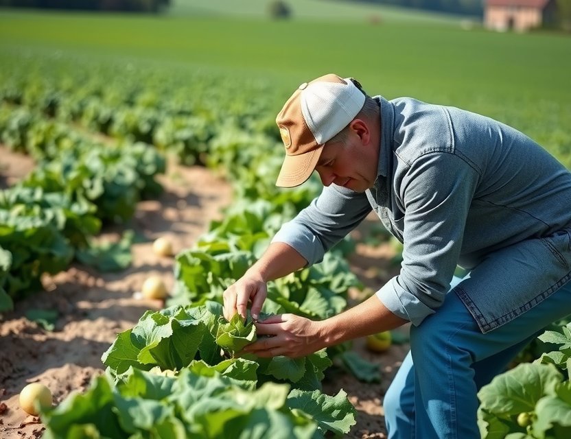 Bauer bei der Arbeit im Feld auf dem Bio-Bauernhof Henstedt-Ulzburg